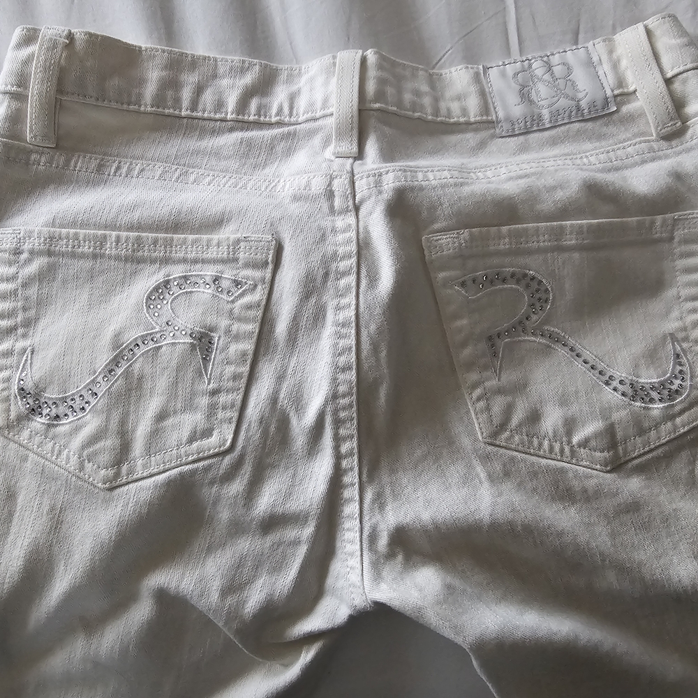 Rock & Republic White Embellished Boot Cut Jeans *crystals*